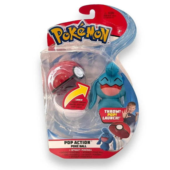 Pokemon Other - Pokemon Pop Action Poke Ball Wynaut New Toy Plush Action Figure Blue